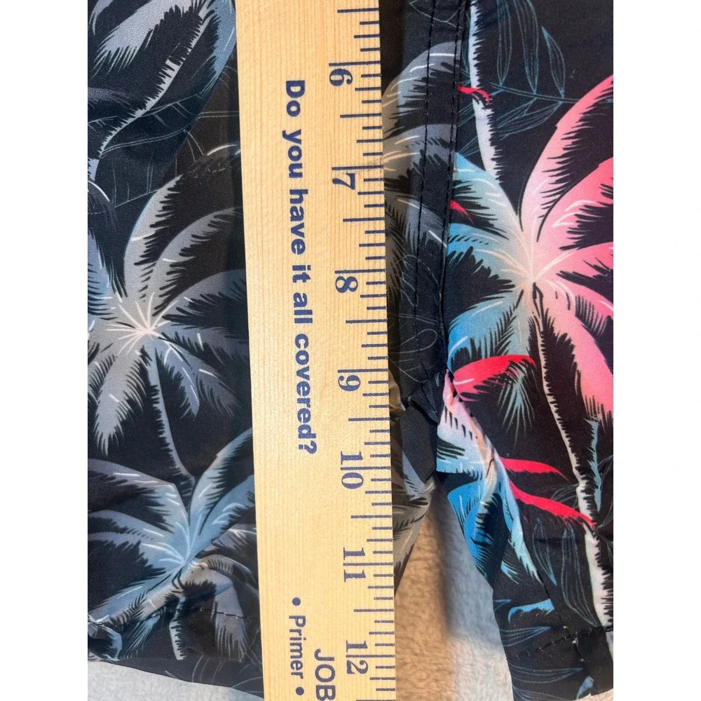 Uzzi Boys Large Tropical Palm Tree Swim Trunks Black‎ Neon Pink Blue K029 NWT